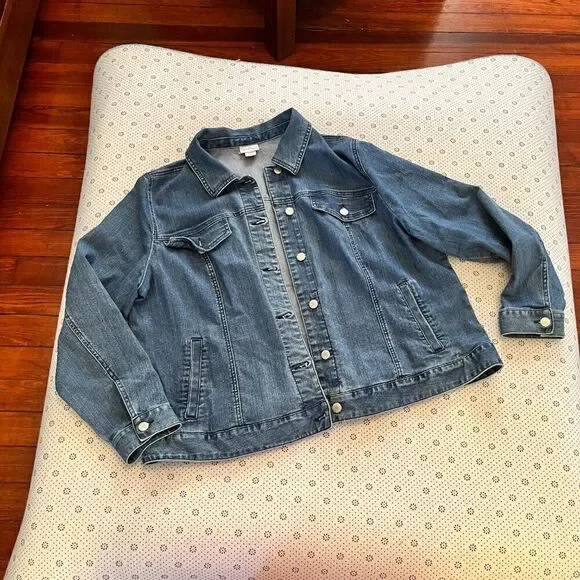 Jaclyn Smith Basic Blue Denim Jean Jacket 2XL - Picture 4 of 11